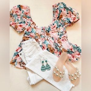 Houston fleurish puff sleeve top
